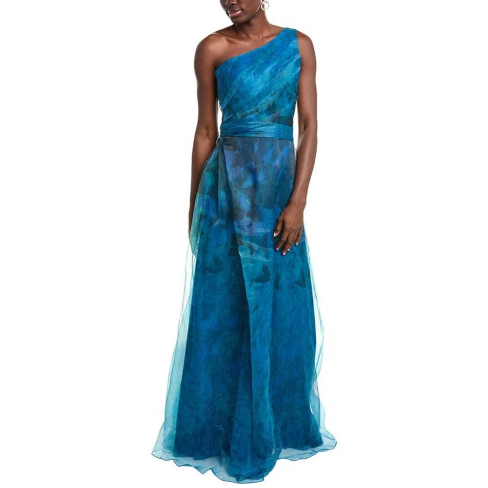 Rene Ruiz Blue Asymmetrical One-Shoulder Gown